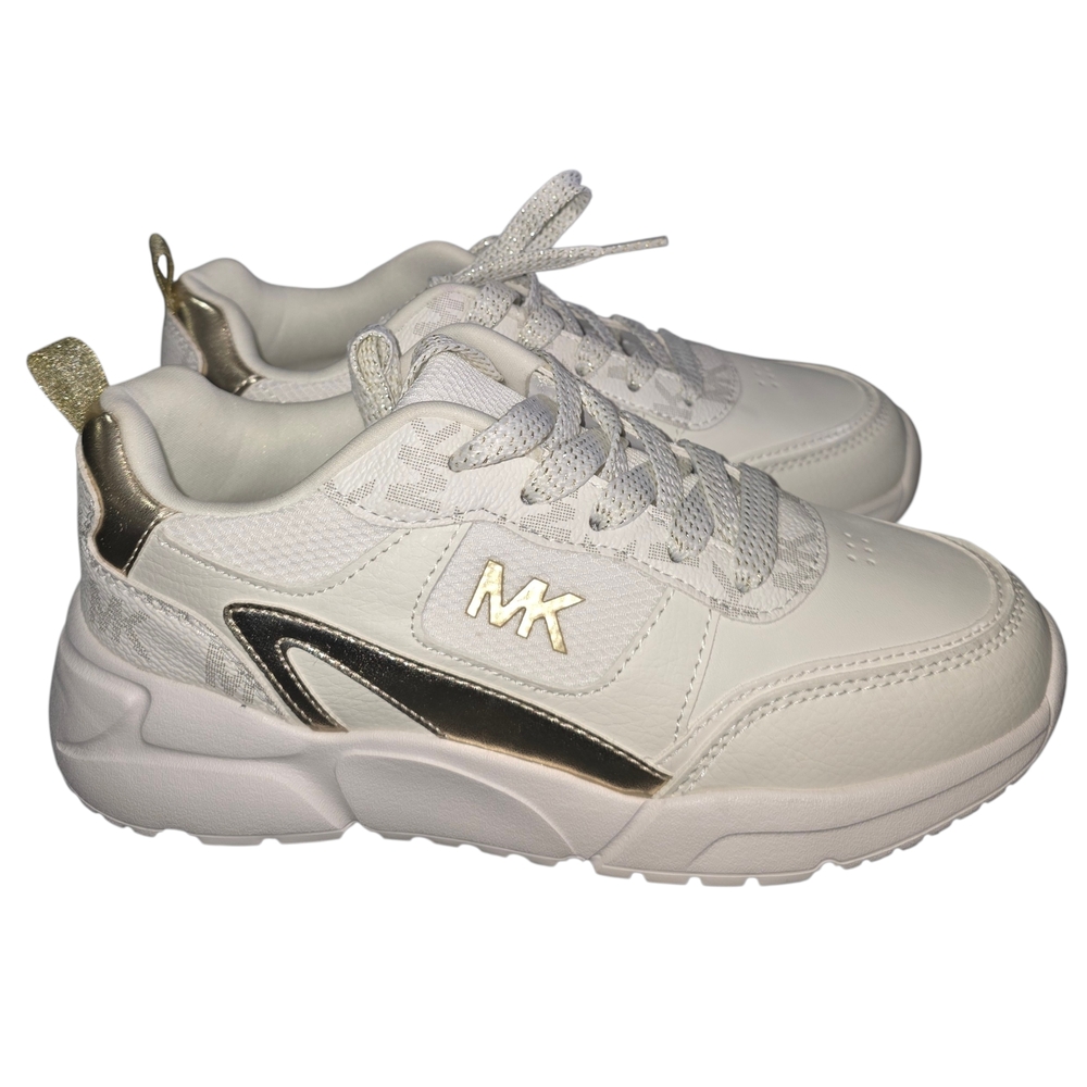 Michael Kors Kids White & Gold Lace-Up Sneakers